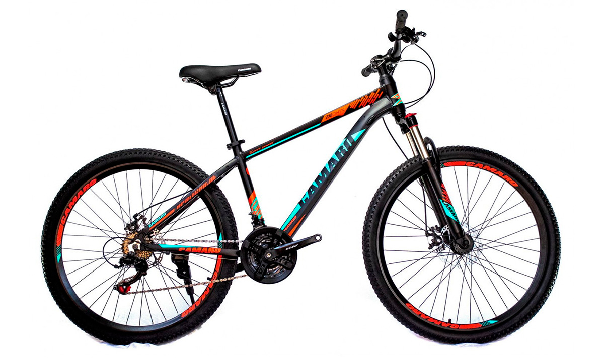 Фотография Велосипед CAMARO Onix 26" 2021, размер S, черно-оранжевый